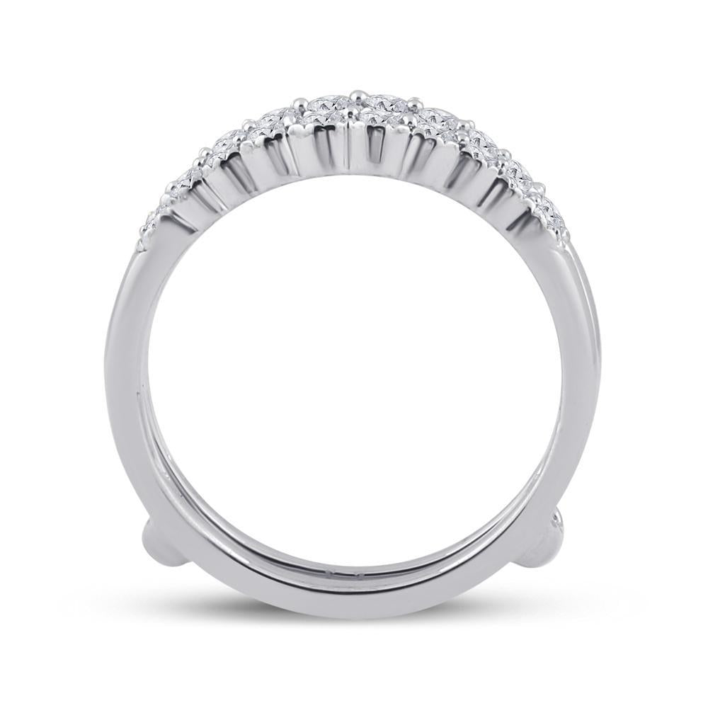 14kt White Gold Womens Round Diamond Wrap Ring Guard Enhancer 1/2 Cttw