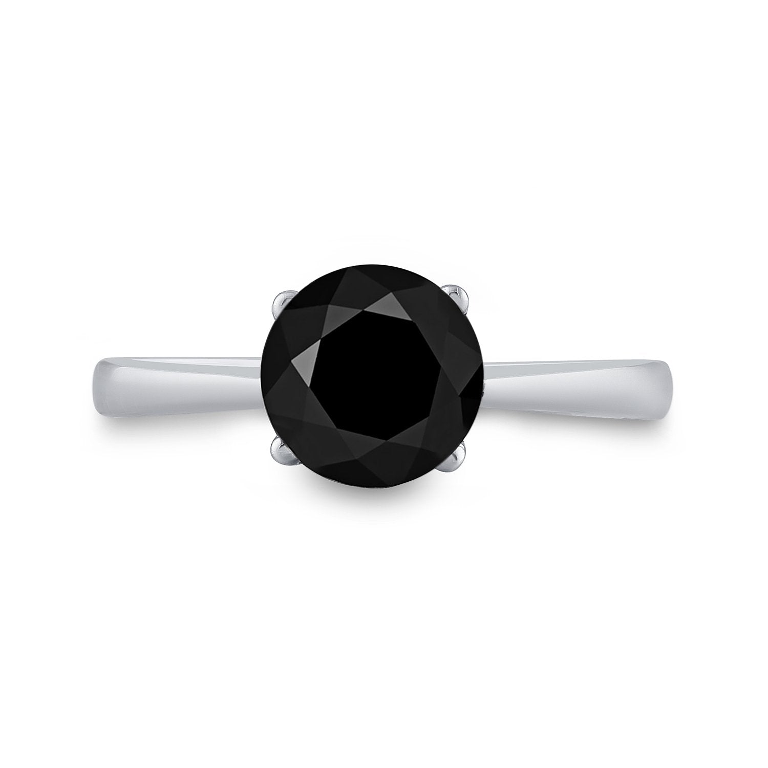 10kt White Gold Round Black Color Enhanced Diamond Solitaire Bridal Wedding Ring 2 Cttw