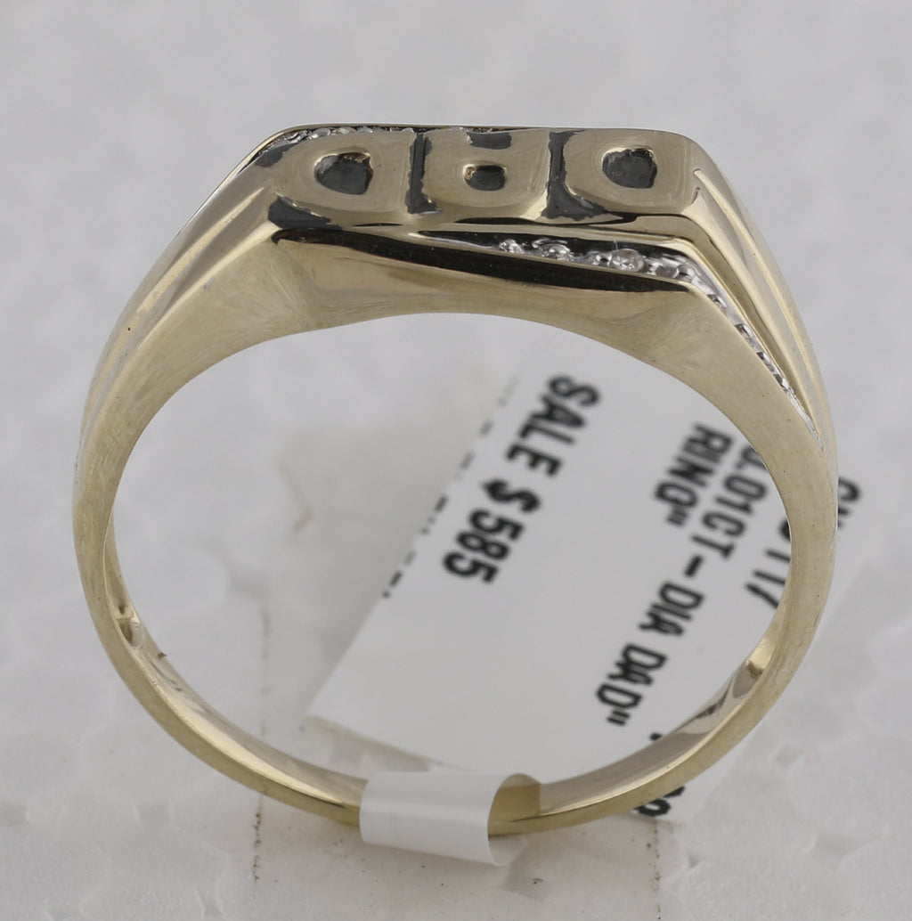 10kt Yellow Gold Mens Round Diamond Dad Father Ring .01 Cttw