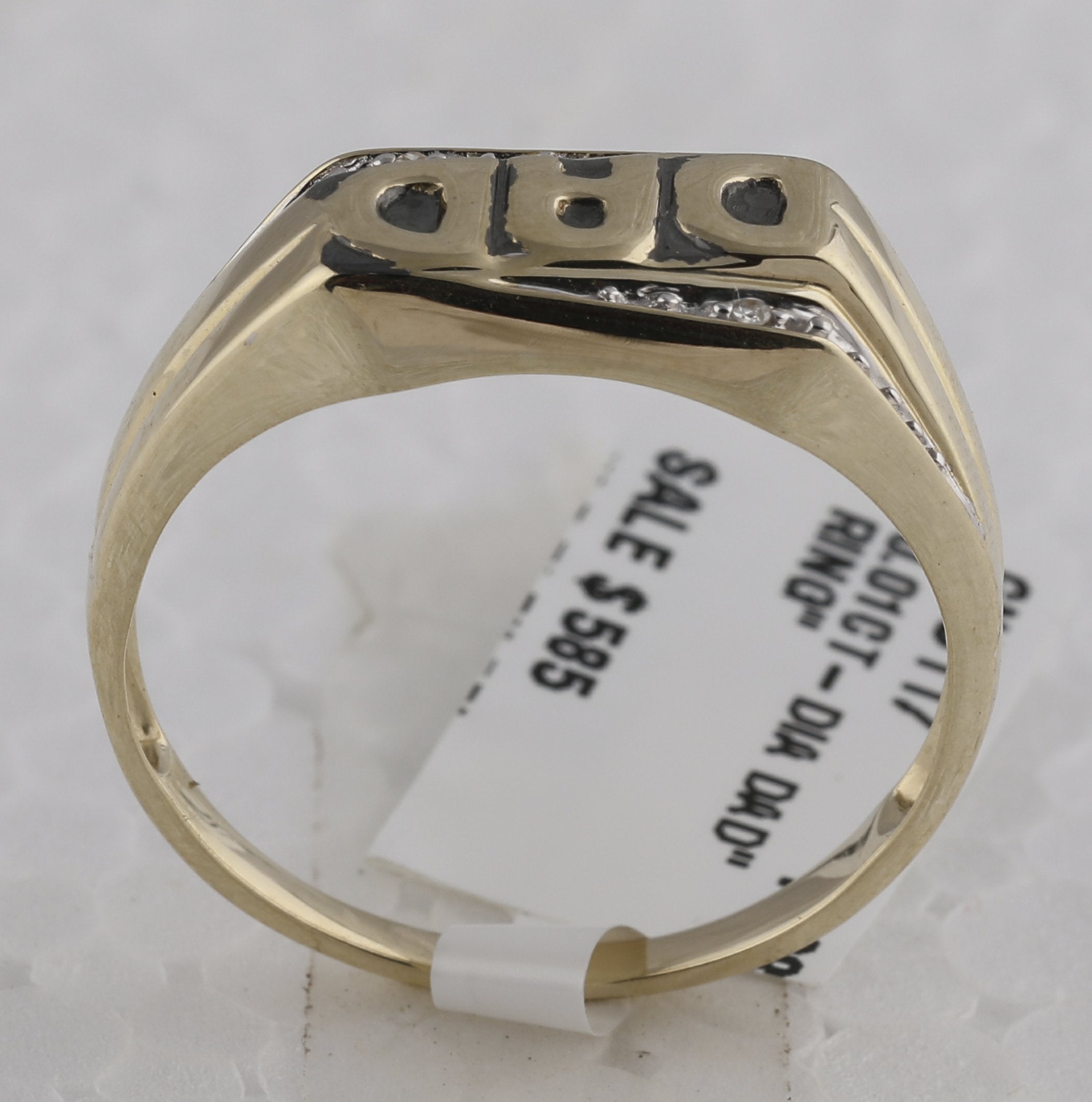 10kt Yellow Gold Mens Round Diamond Dad Father Ring .01 Cttw
