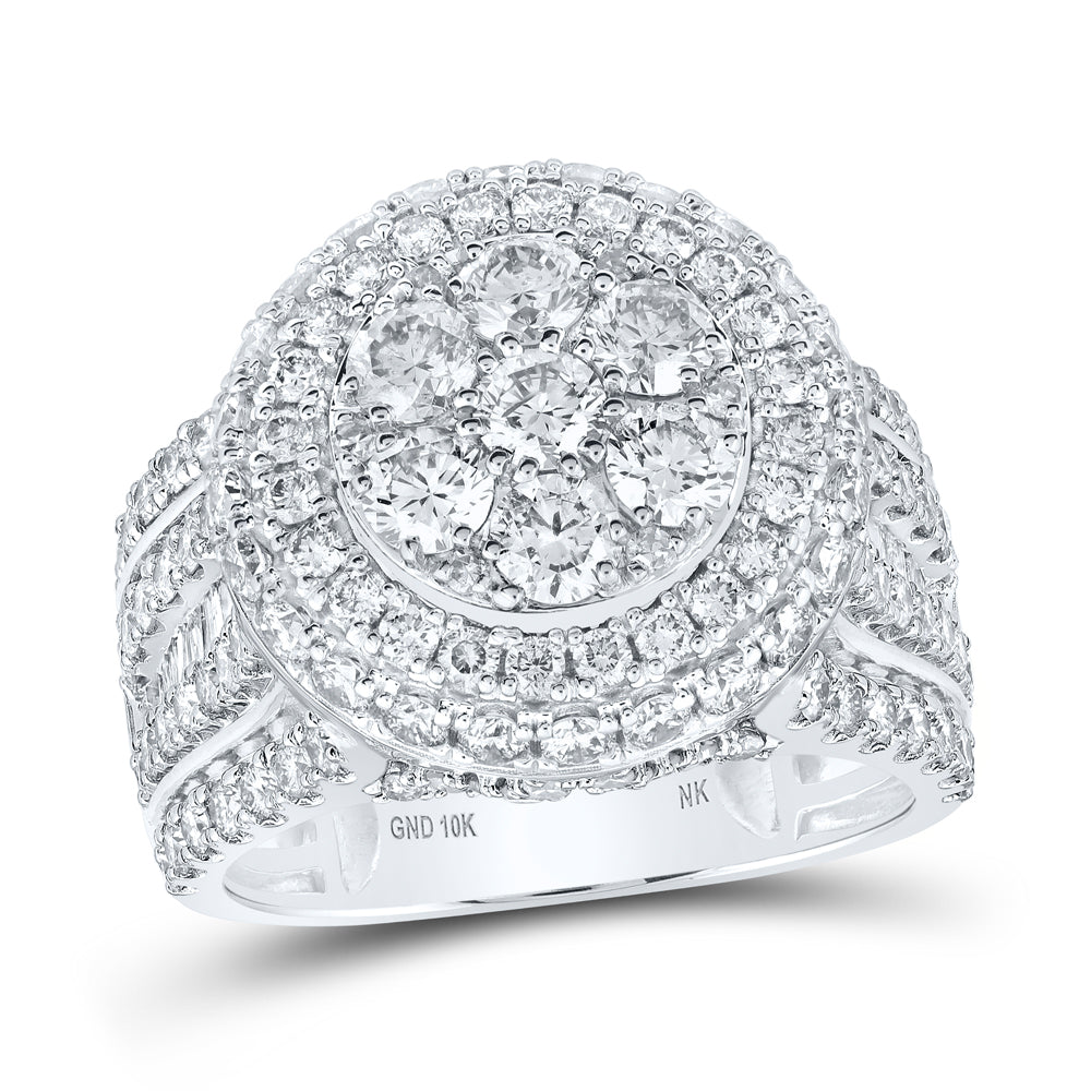 10kt White Gold Womens Round Diamond Cluster Ring 3 Cttw