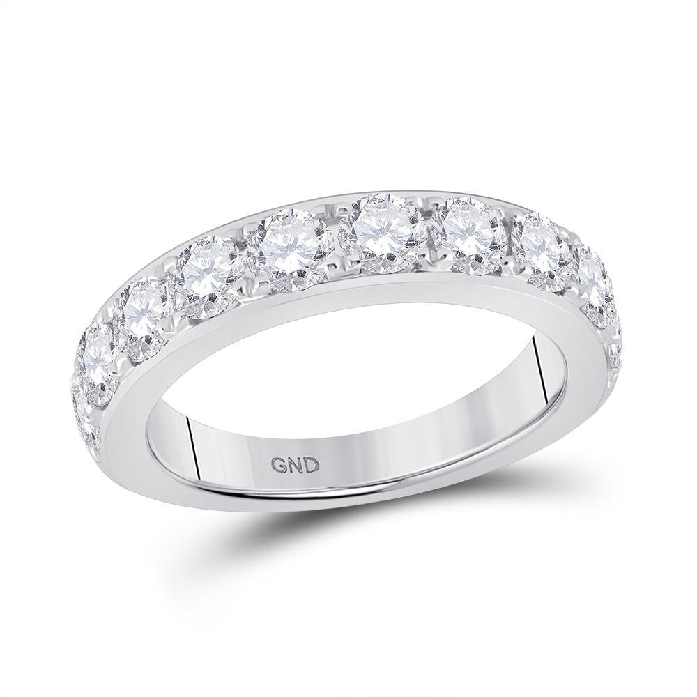 14kt White Gold Womens Round Diamond Single Row Band Ring 1-3/4 Cttw