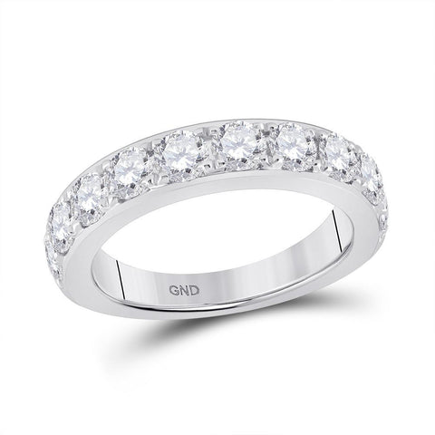 14kt White Gold Womens Round Diamond Single Row Band Ring 1-3/4 Cttw