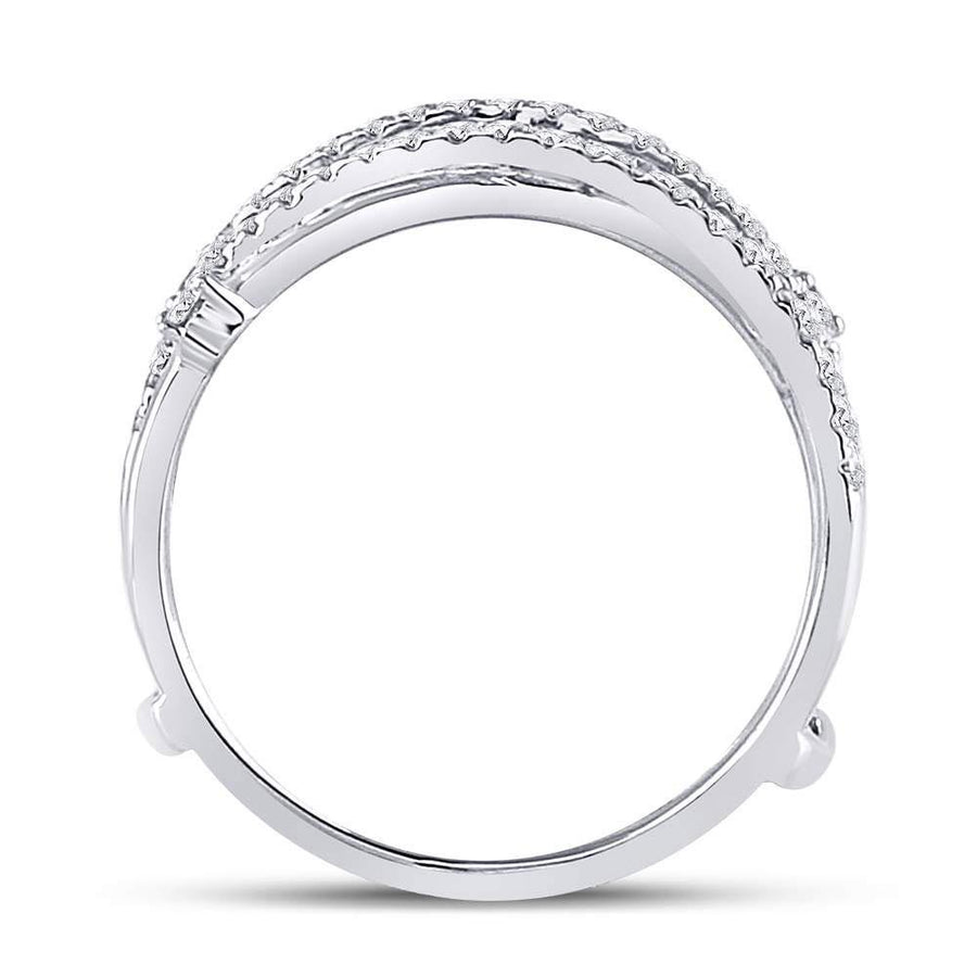 14kt White Gold Womens Round Diamond Wedding Wrap Ring Guard Enhancer 3/8 Cttw