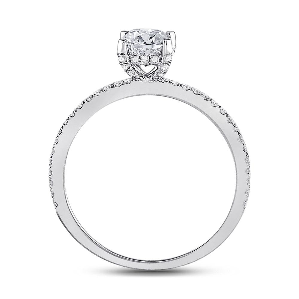 14kt White Gold Round Diamond Solitaire Bridal Wedding Engagement Ring 1 Cttw