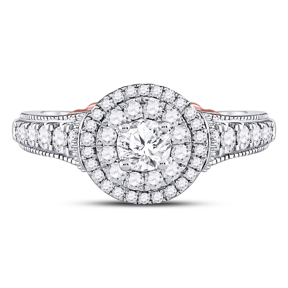 14kt Two-tone Gold Round Diamond Solitaire Bridal Wedding Engagement Ring 3/4 Cttw