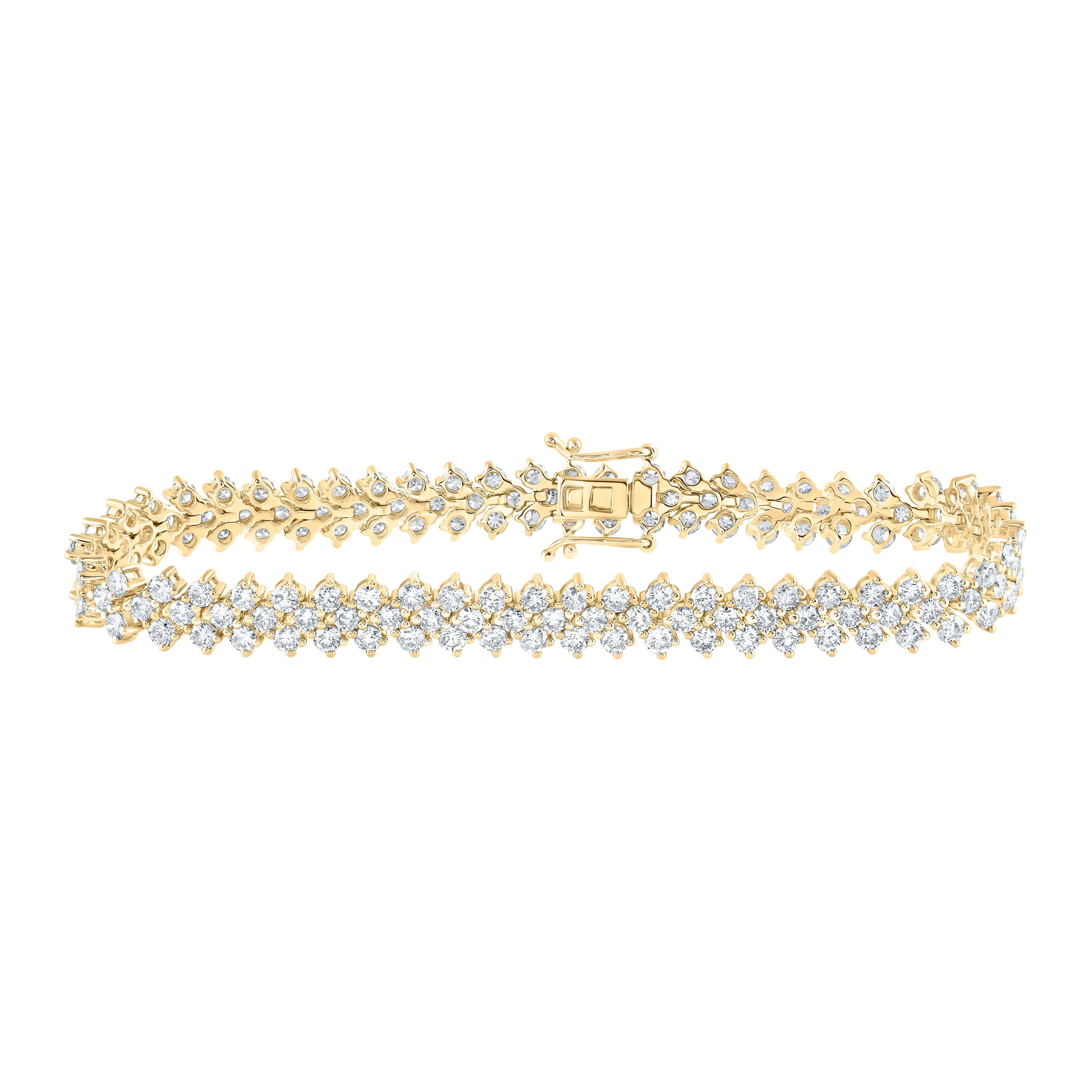 14kt Yellow Gold Womens Round Diamond Tennis Bracelet 8-3/8 Cttw