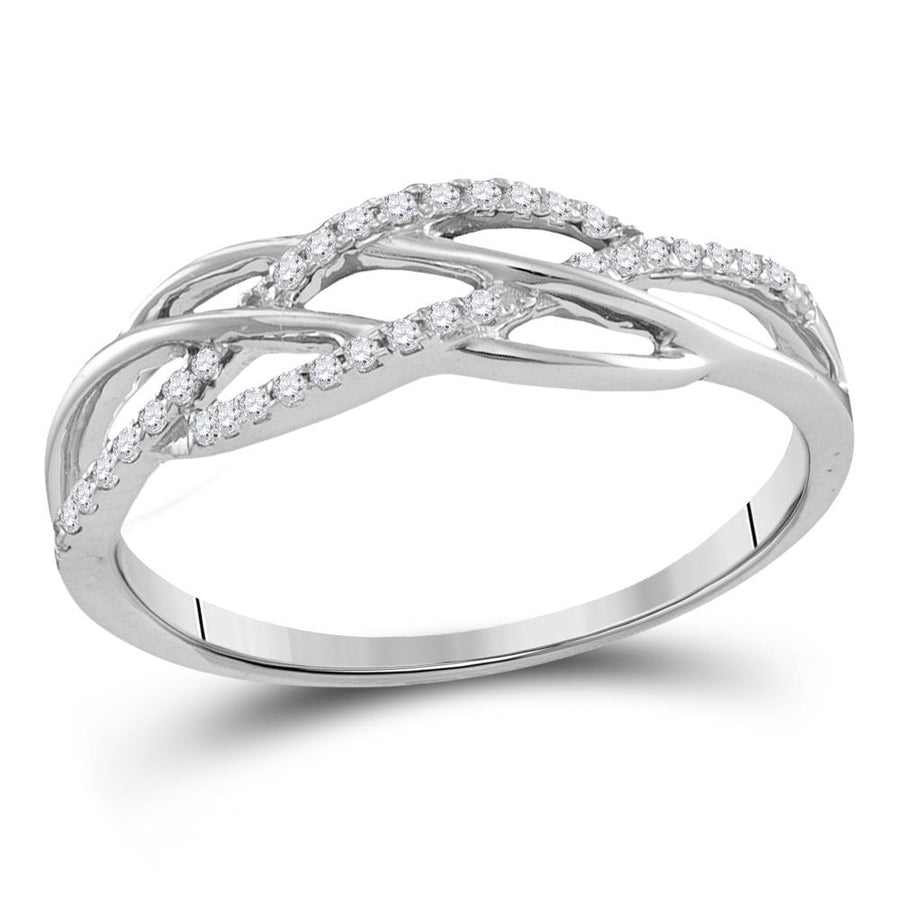 10kt White Gold Womens Round Diamond Band Ring 1/8 Cttw