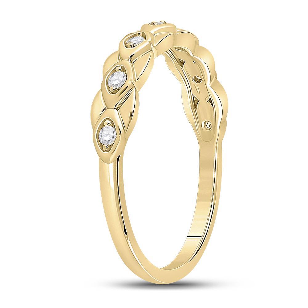 10kt Yellow Gold Womens Round Diamond Band Ring 1/10 Cttw