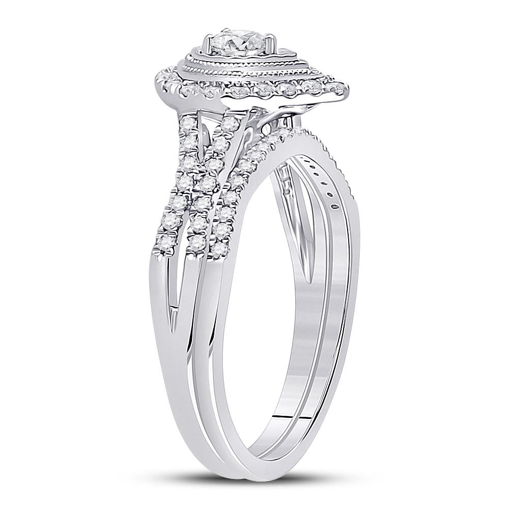 10kt Two-tone Gold Round Diamond Bridal Wedding Ring Band Set 1/2 Cttw