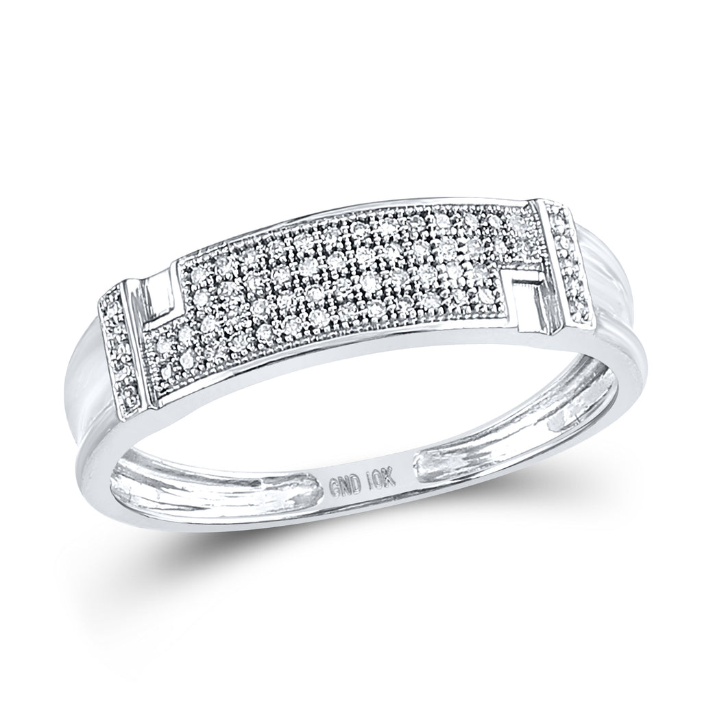 10kt White Gold His Hers Round Diamond Square Matching Wedding Set 1/2 Cttw