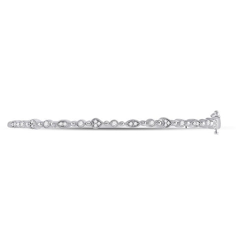 10kt White Gold Womens Round Diamond Stackable Bangle Bracelet 1/3 Cttw