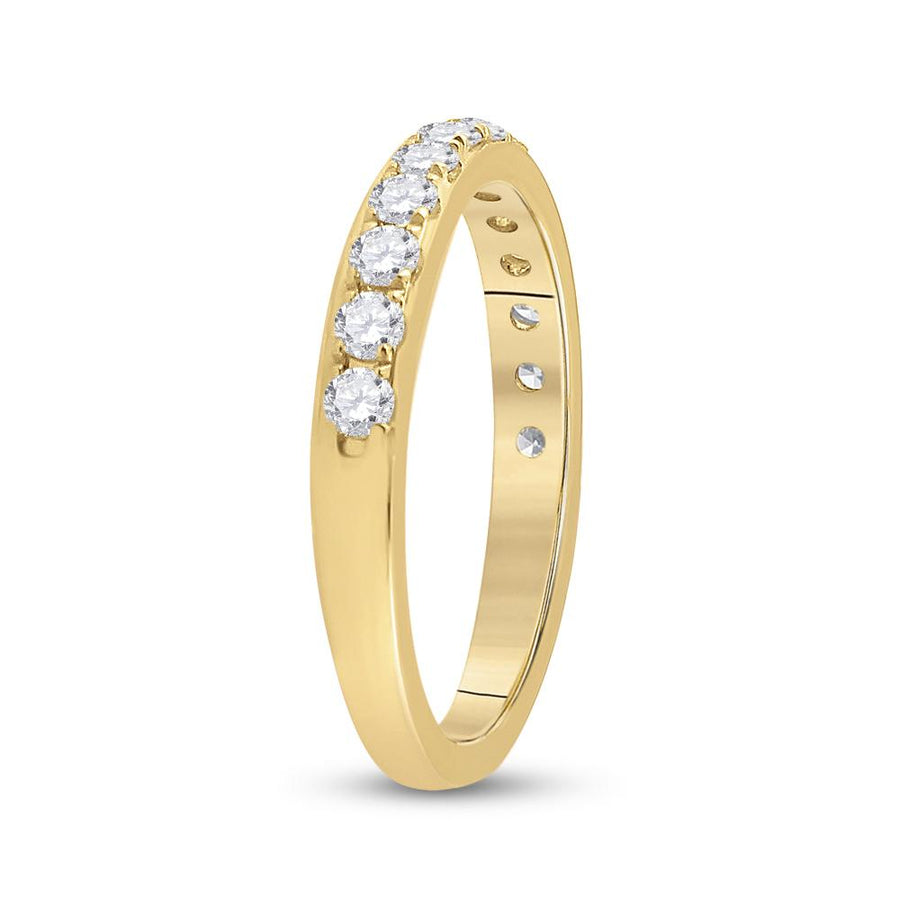 14kt Yellow Gold Womens Round Diamond Wedding Single Row Band 1/2 Cttw