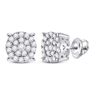 10kt White Gold Womens Round Diamond Cluster Earrings 1 Cttw