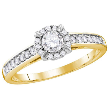 14kt Yellow Gold Round Diamond Solitaire Bridal Wedding Engagement Ring 5/8 Cttw