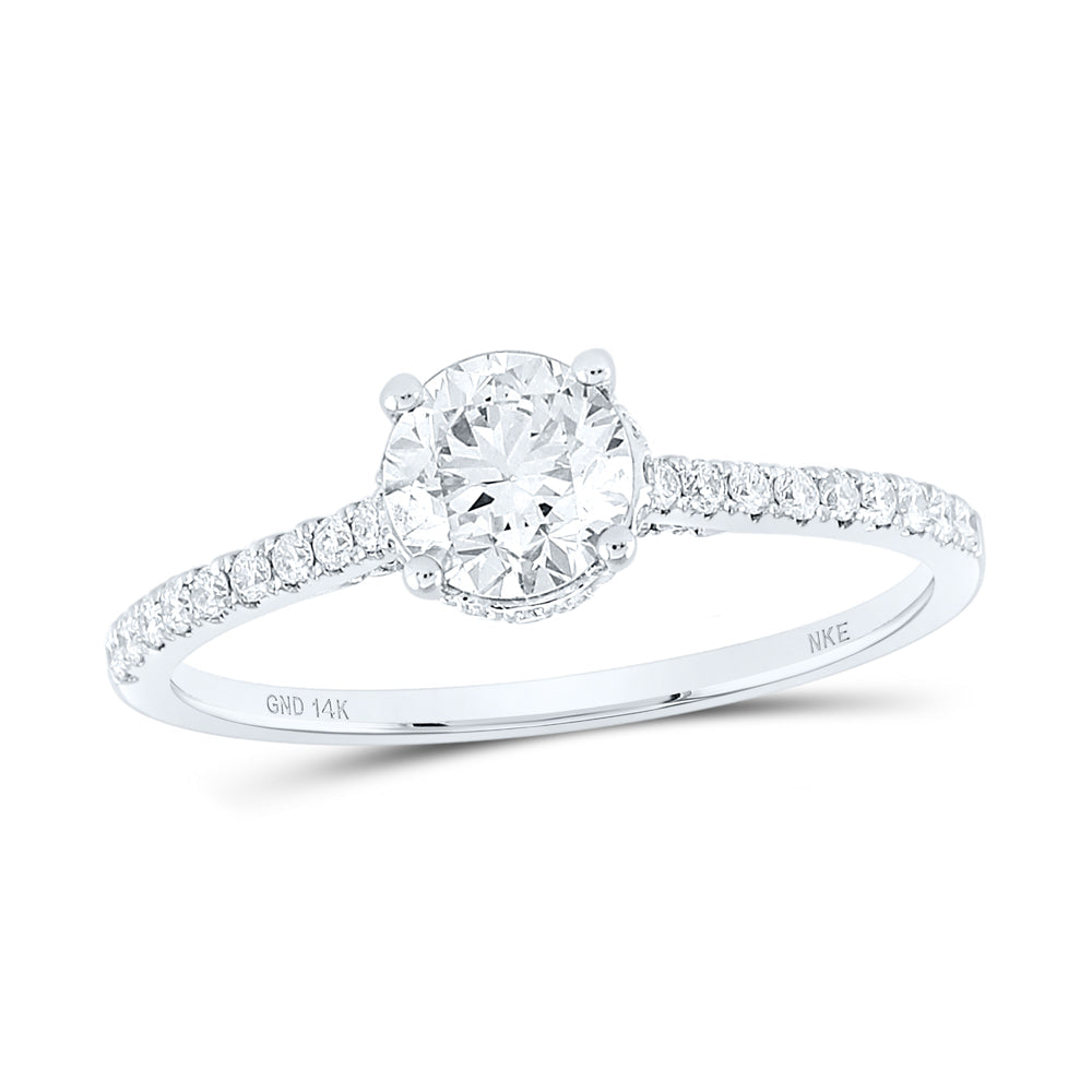 14kt White Gold Round Diamond Solitaire Bridal Wedding Engagement Ring 1 Cttw