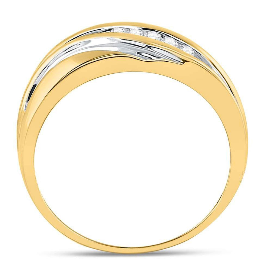 10kt Yellow Gold Mens Round Diamond Wedding Band Ring 1/4 Cttw