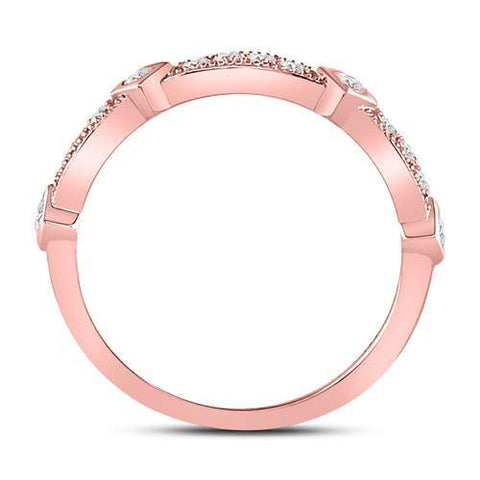 10kt Rose Gold Womens Round Diamond Milgrain Band Ring 1/4 Cttw