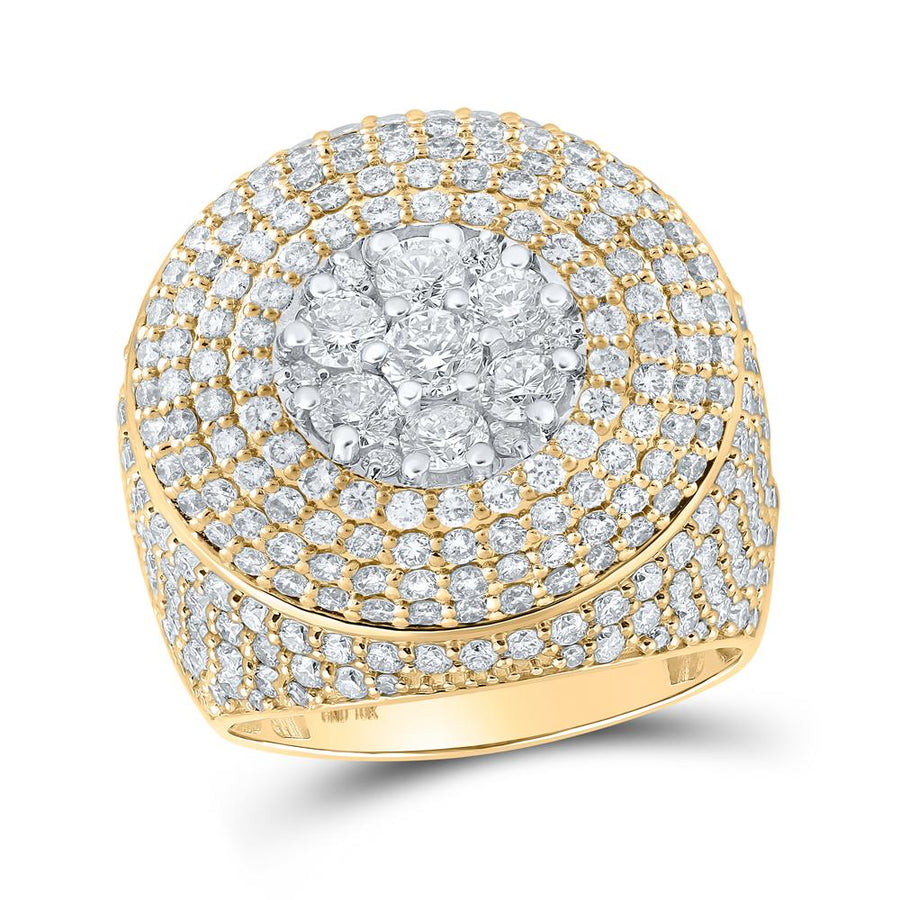 10kt Yellow Gold Mens Round Diamond Presidential Cluster Ring 6 Cttw