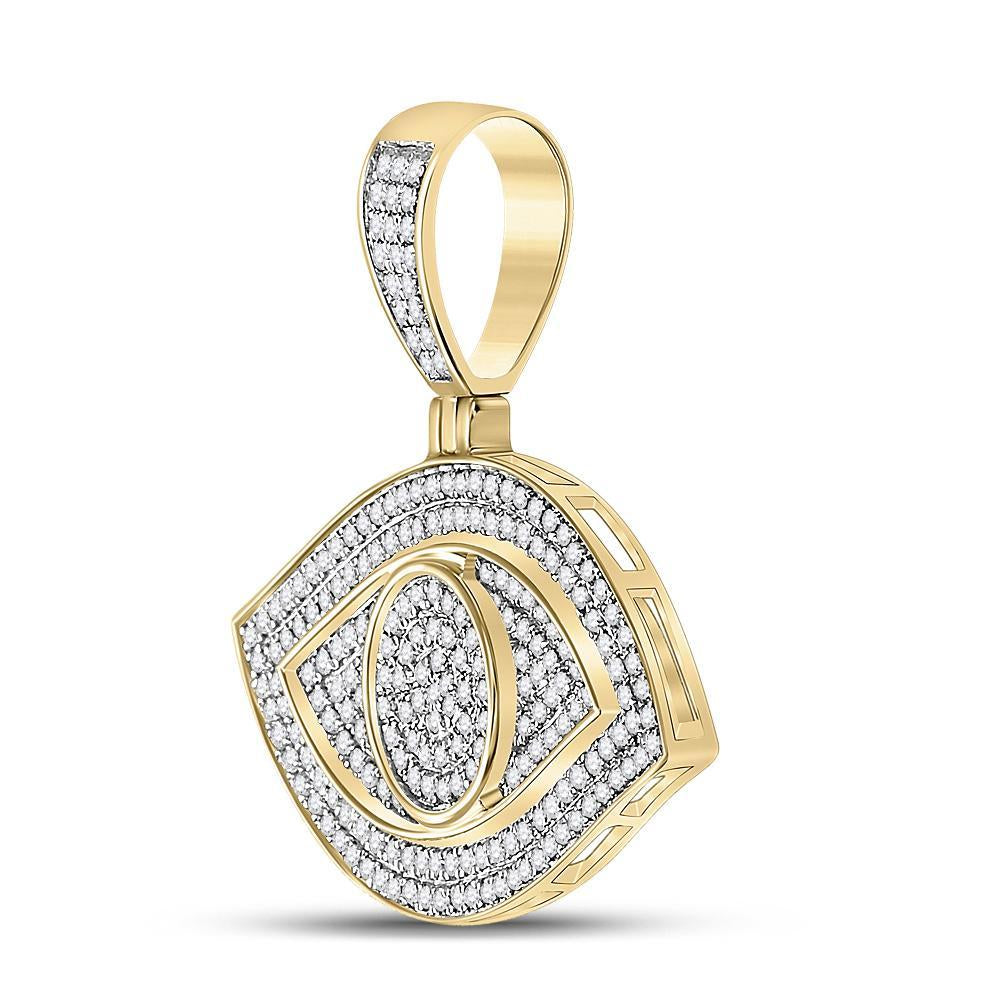10kt Yellow Gold Mens Round Diamond All Seeing Eye Charm Pendant 5/8 Cttw