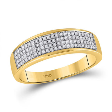 10kt Yellow Gold Mens Round Diamond Pave Band Ring 1/4 Cttw