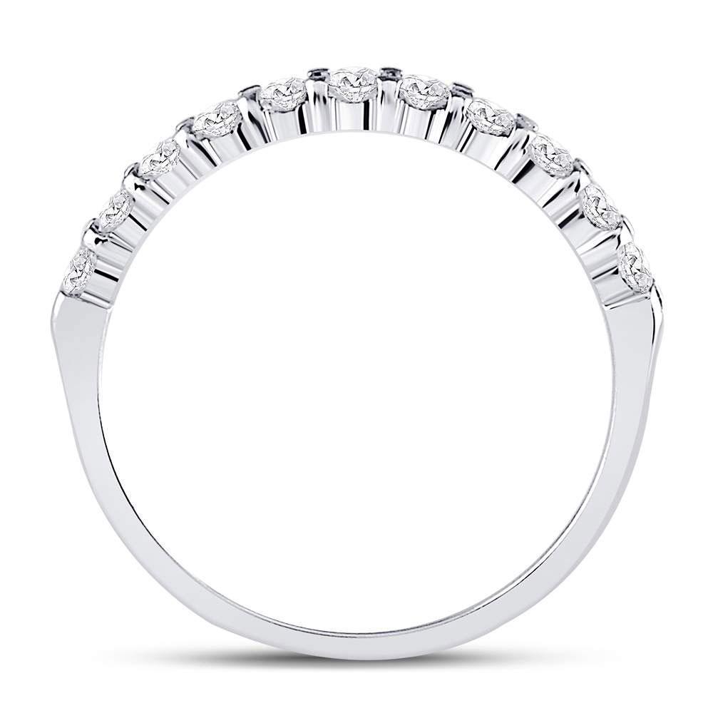 14kt White Gold Womens Round Diamond Single Row Machine-set Wedding Band 1/2 Cttw