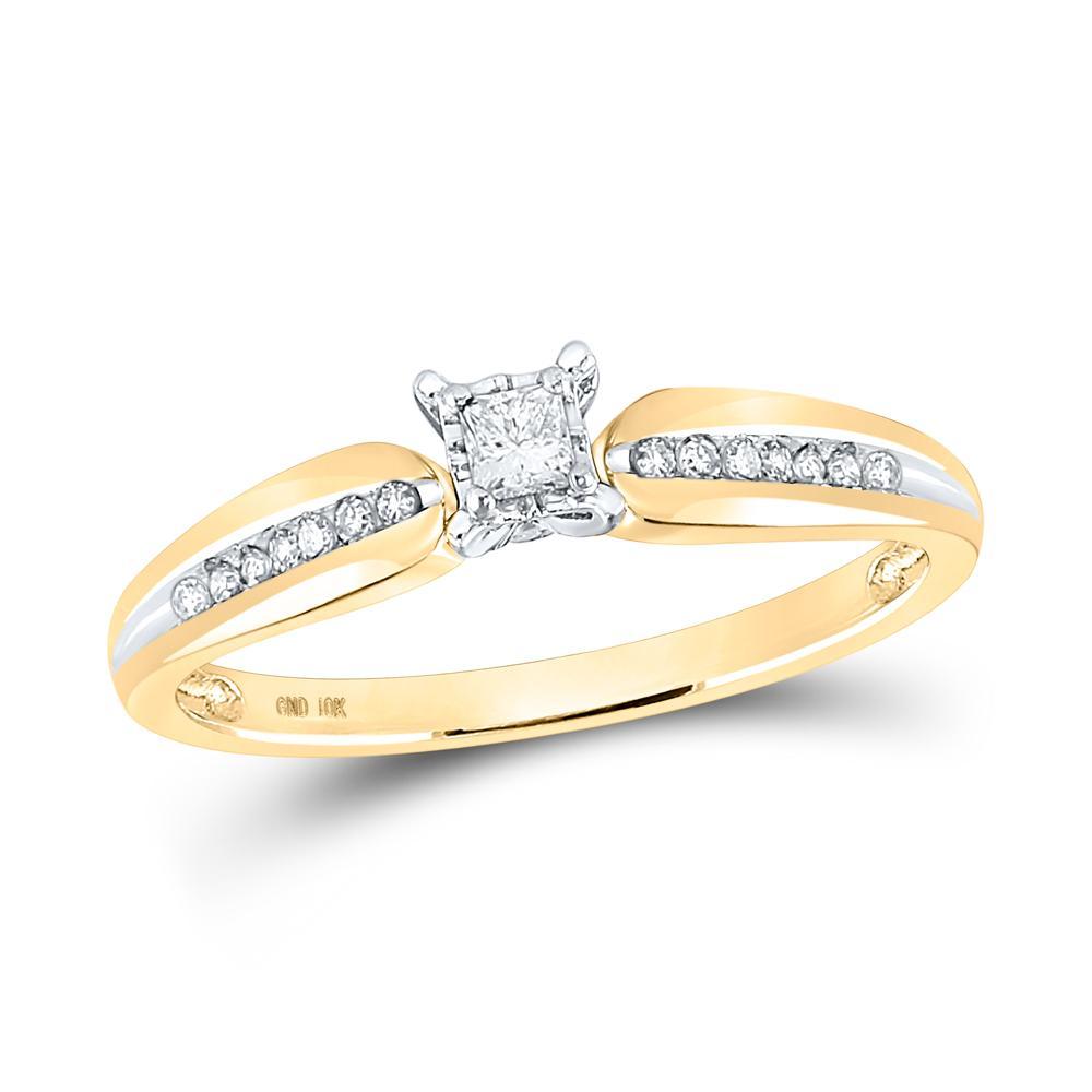 10kt Yellow Gold Womens Princess Diamond Solitaire Promise Ring 1/6 Cttw