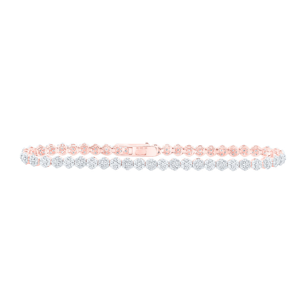 10kt Rose Gold Womens Round Diamond Fashion Bracelet 2-1/5 Cttw
