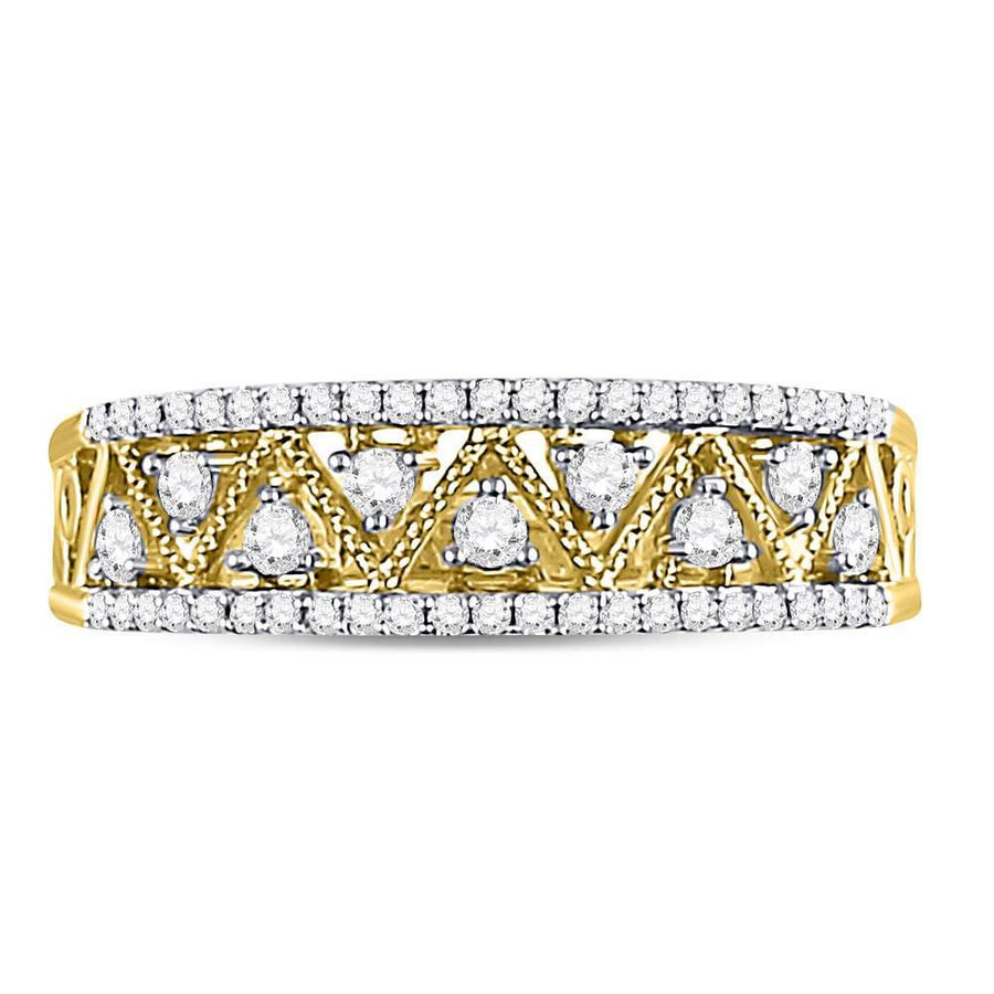 10kt Yellow Gold Womens Round Diamond Zigzag Band Ring 1/3 Cttw