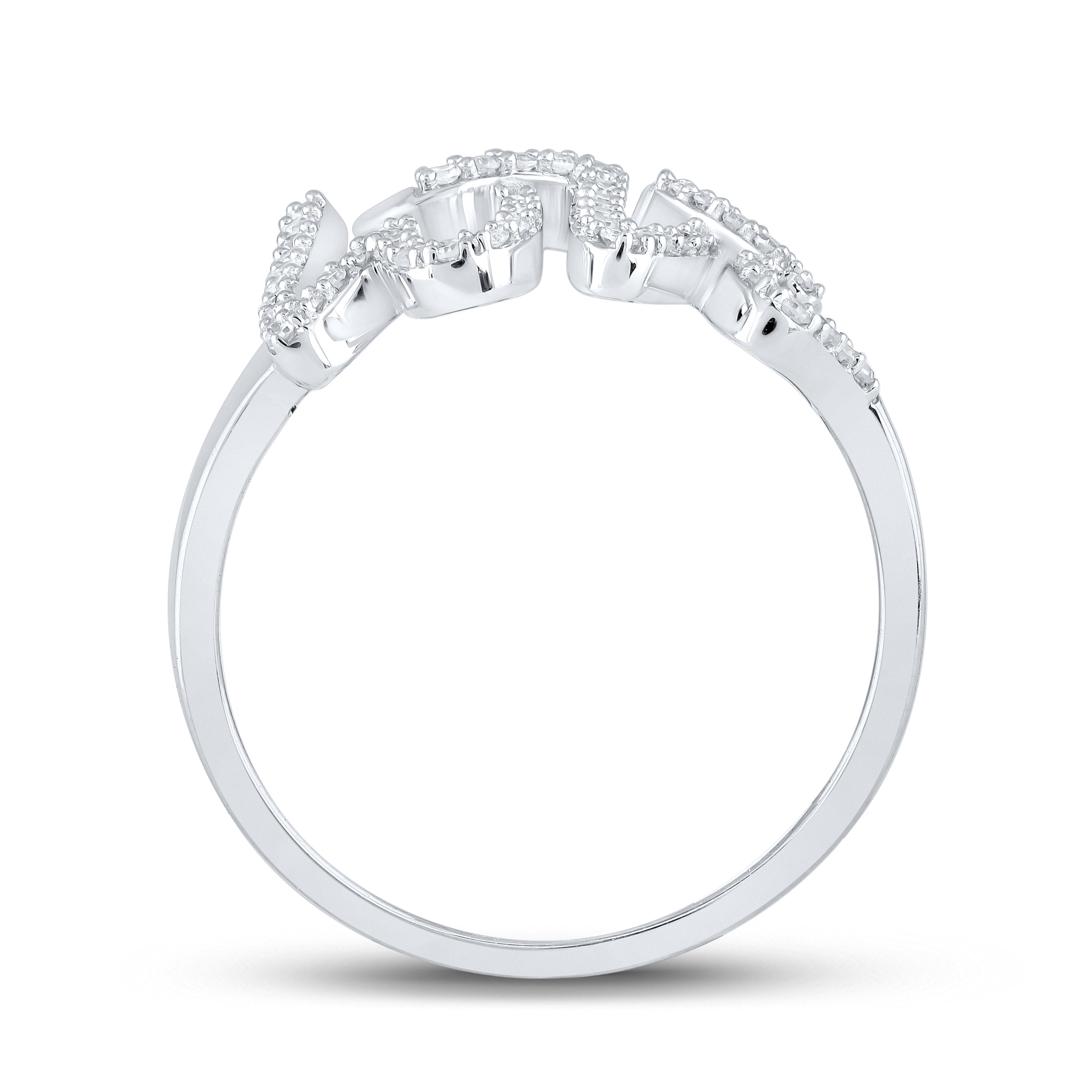 10kt White Gold Womens Round Diamond Love Fashion Ring 1/5 Cttw