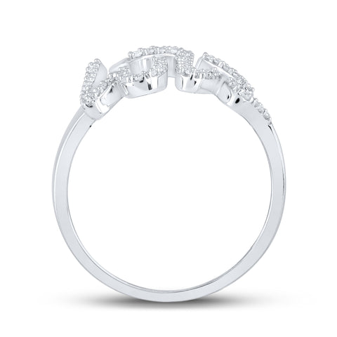 10kt White Gold Womens Round Diamond Love Fashion Ring 1/5 Cttw