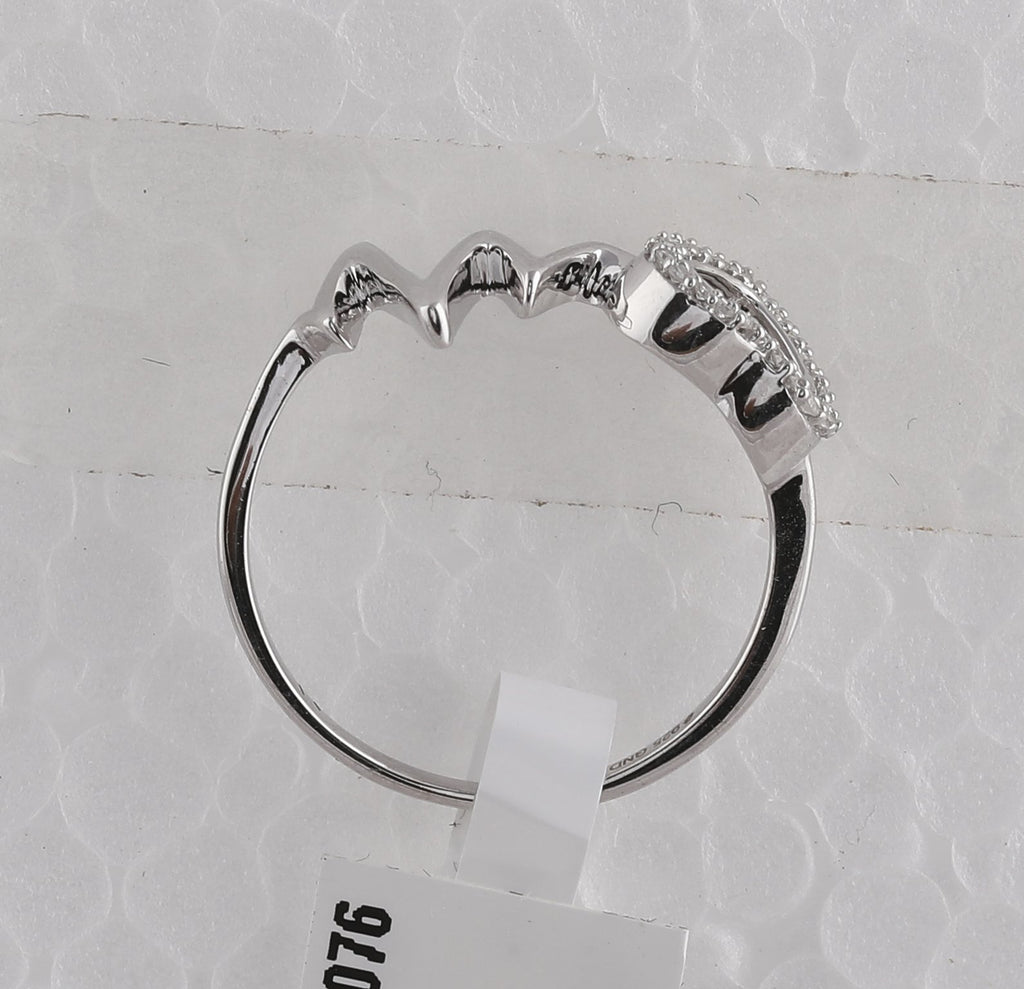Sterling Silver Womens Round Diamond Heart Heartbeat Ring 1/20 Cttw