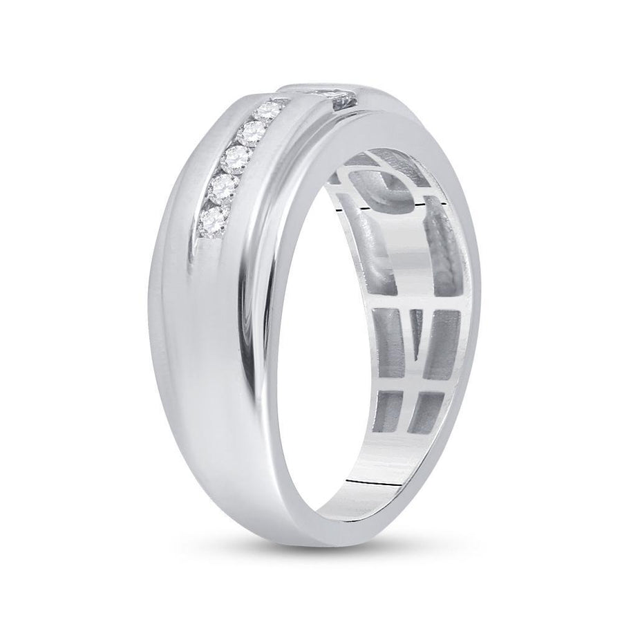 10kt White Gold Mens Princess Diamond Wedding 2-Stone Band Ring 1/2 Cttw