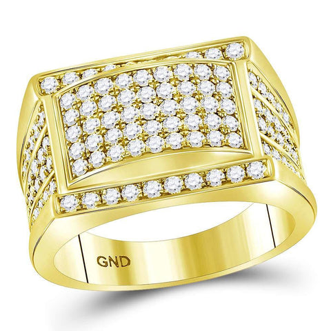 14kt Yellow Gold Mens Round Diamond Cluster Ring 2 Cttw