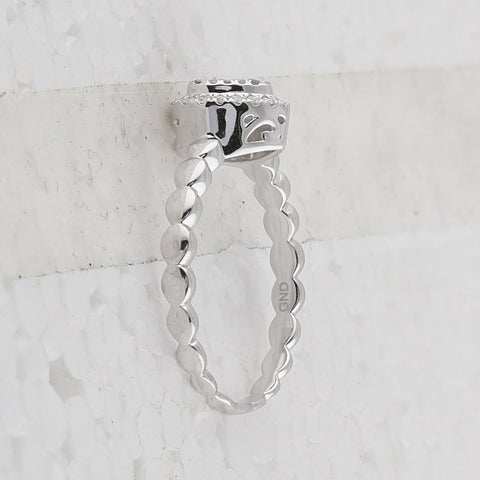 10kt White Gold Womens Round Diamond Heart Ring 1/6 Cttw