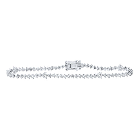 14kt White Gold Womens Round Diamond Tennis Bracelet 2-5/8 Cttw