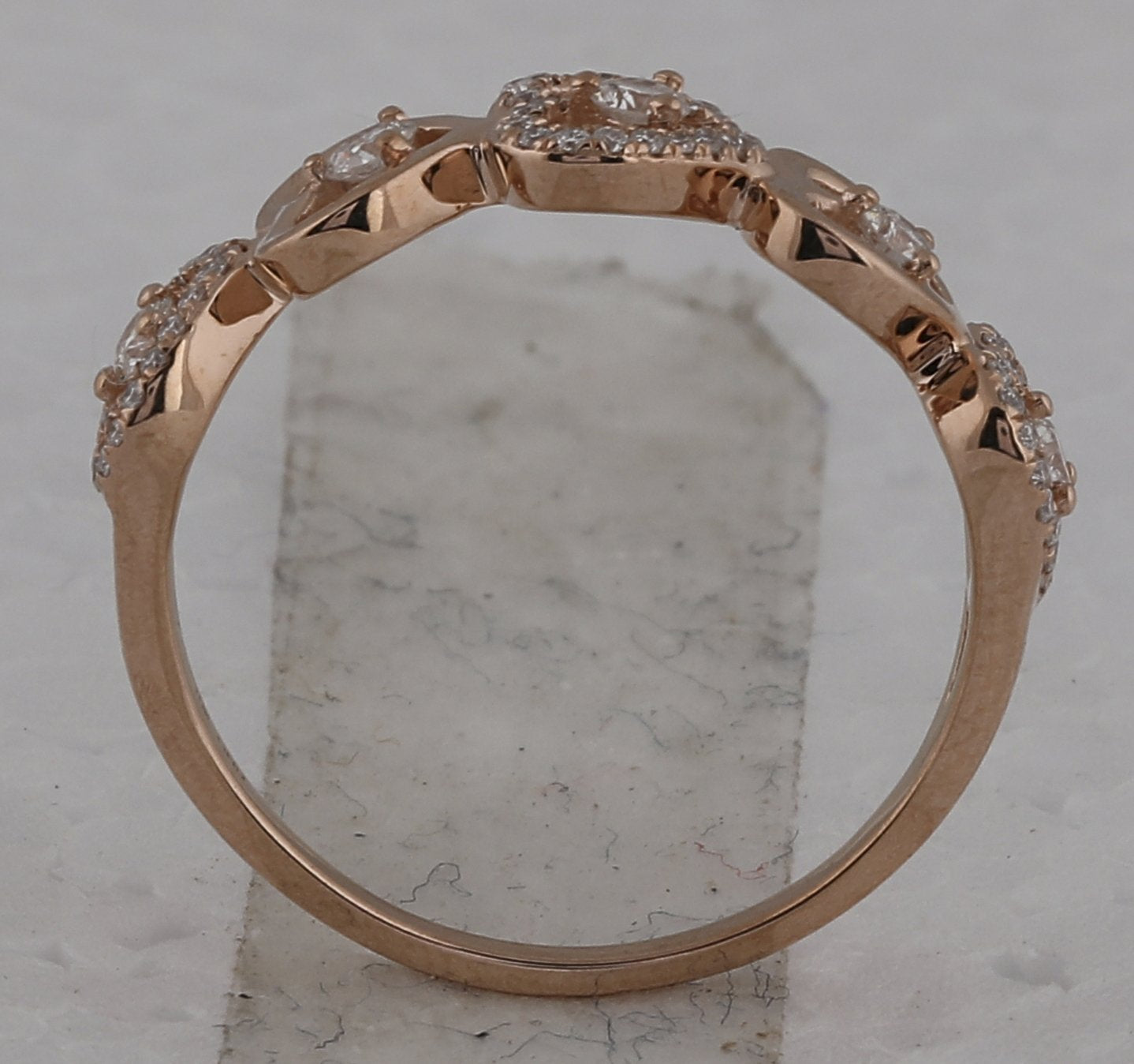 10kt Rose Gold Womens Round Diamond Heart Band Ring 3/8 Cttw