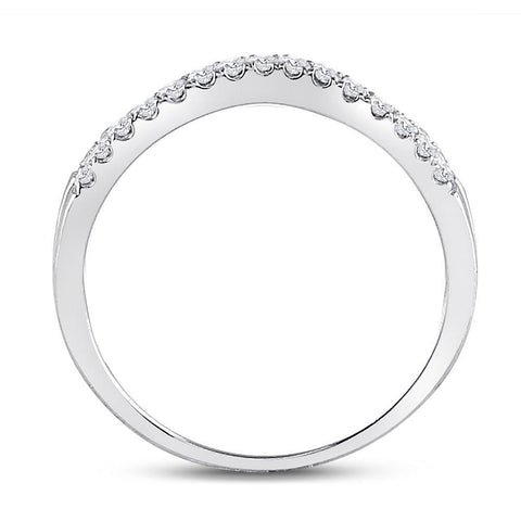 14kt White Gold Womens Round Diamond Ring Contour Enhancer Wedding Band 1/4 Cttw