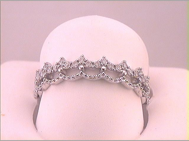 10kt White Gold Womens Round Diamond Scalloped Stackable Band Ring 1/4 Cttw