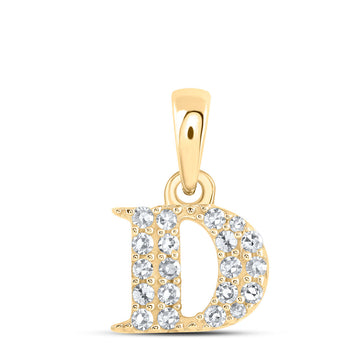 10kt Yellow Gold Womens Round Diamond D Initial Letter Pendant 1/10 Cttw