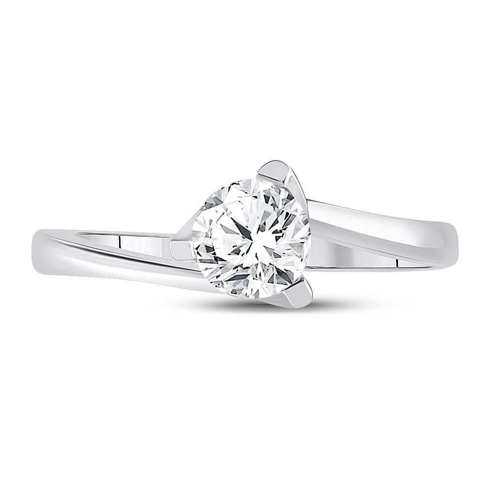 14kt White Gold Womens Round Diamond Solitaire Bridal Wedding Engagement Ring 3/4 Cttw