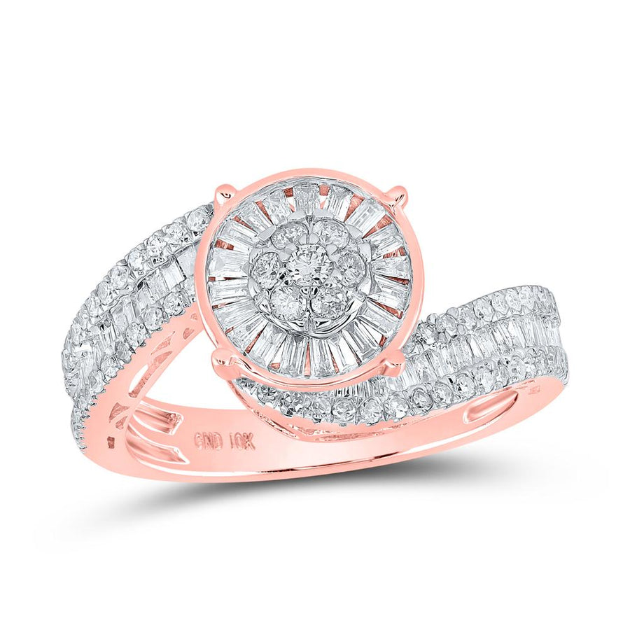 10kt Rose Gold Round Diamond Cluster Bridal Wedding Engagement Ring 1-1/4 Cttw