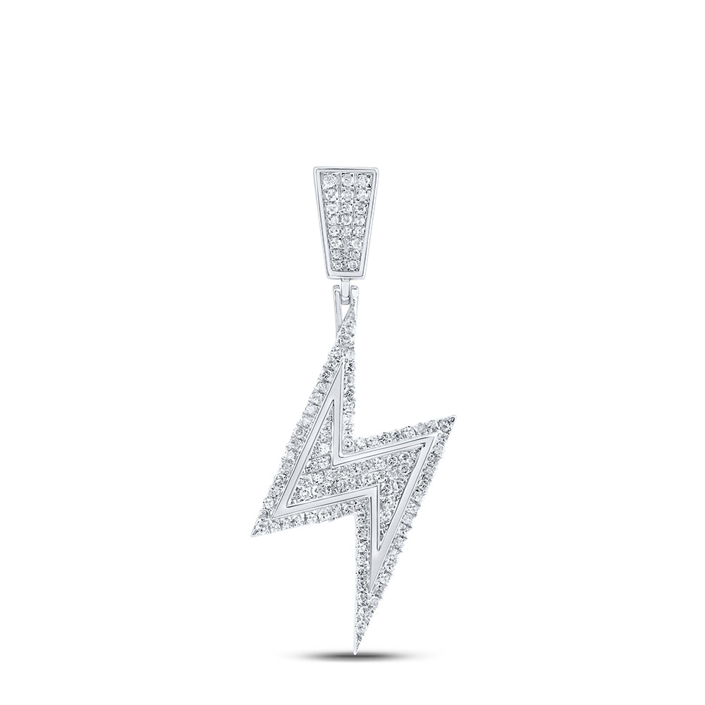 Sterling Silver Womens Round Diamond Lightning Bolt Pendant 5/8 Cttw