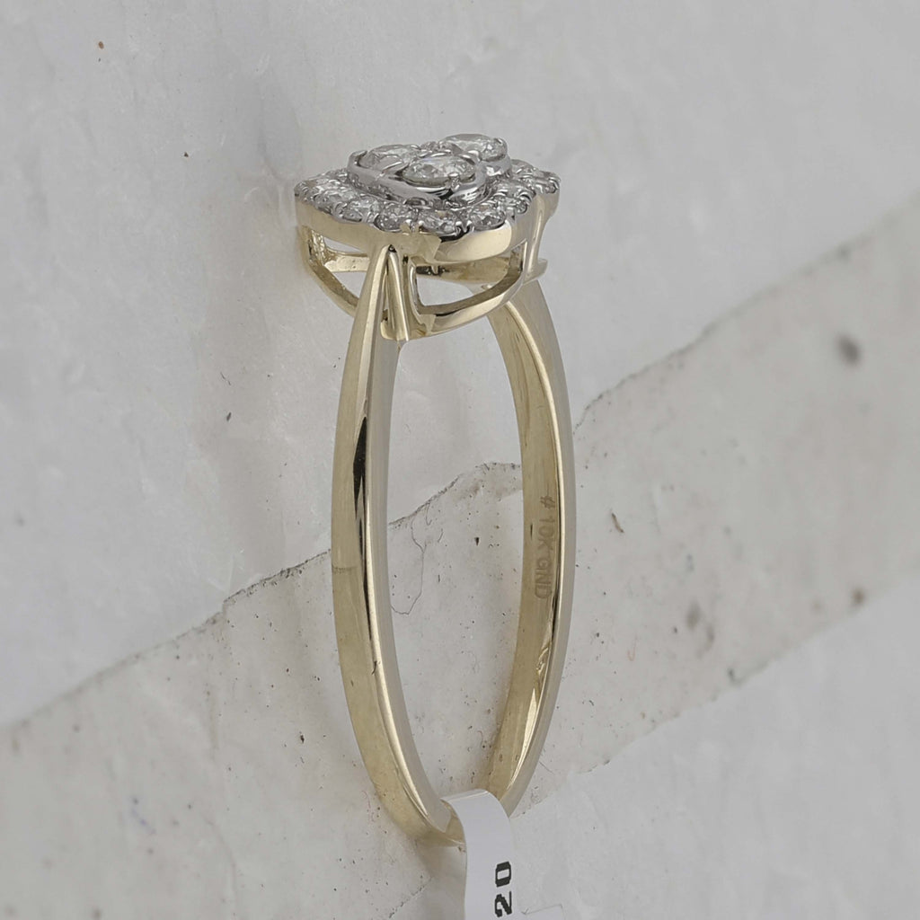 10kt Yellow Gold Womens Round Diamond Heart Ring 1/3 Cttw