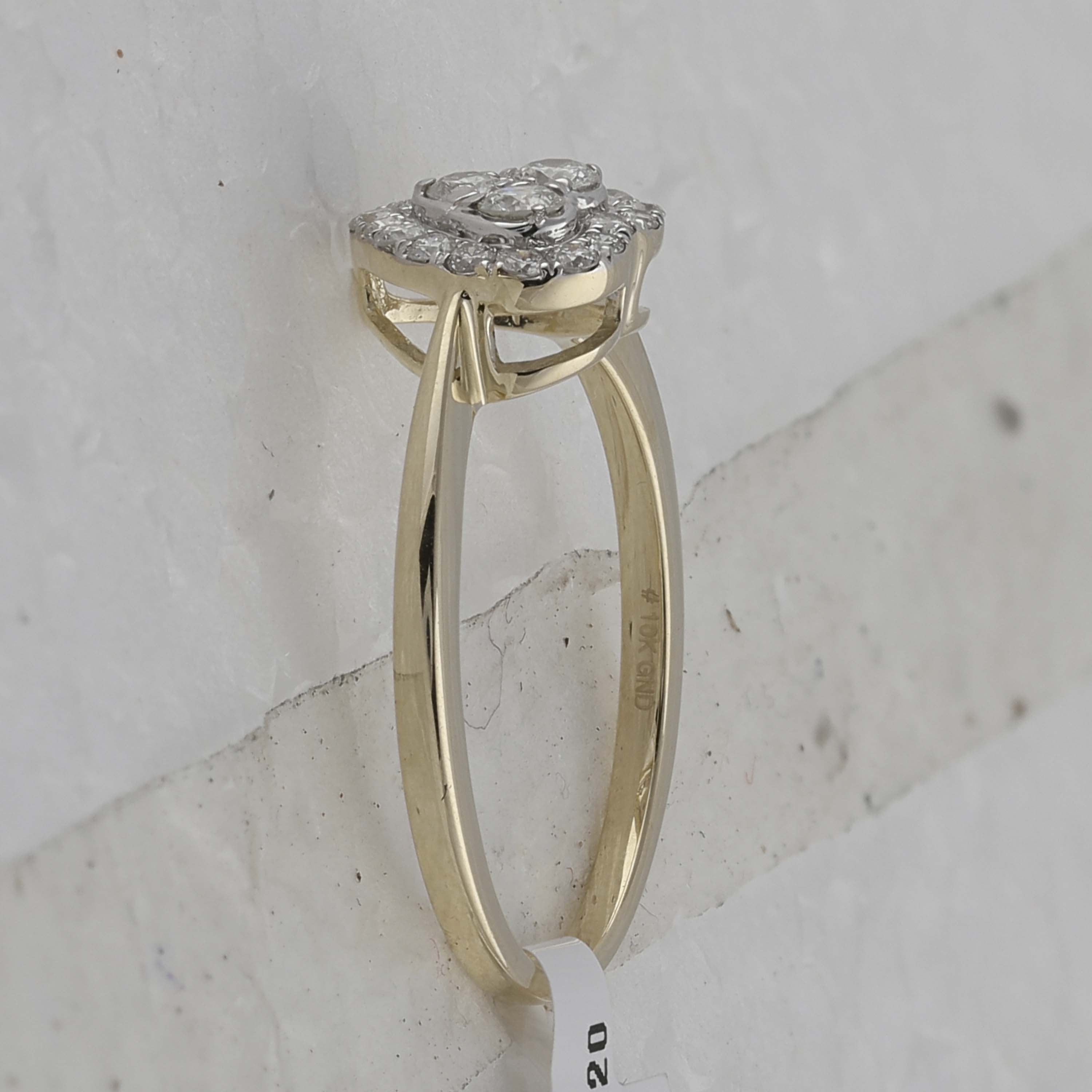 10kt Yellow Gold Womens Round Diamond Heart Ring 1/3 Cttw