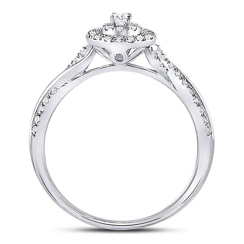 14kt White Gold Round Diamond Teardrop Cluster Bridal Wedding Engagement Ring 1/4 Cttw