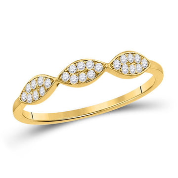 10kt Yellow Gold Womens Round Diamond Oval Cluster Stackable Band Ring 1/8 Cttw