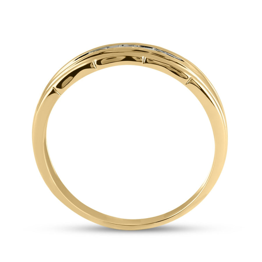 10kt Yellow Gold Mens Round Diamond Wedding Band Ring 1/20 Cttw