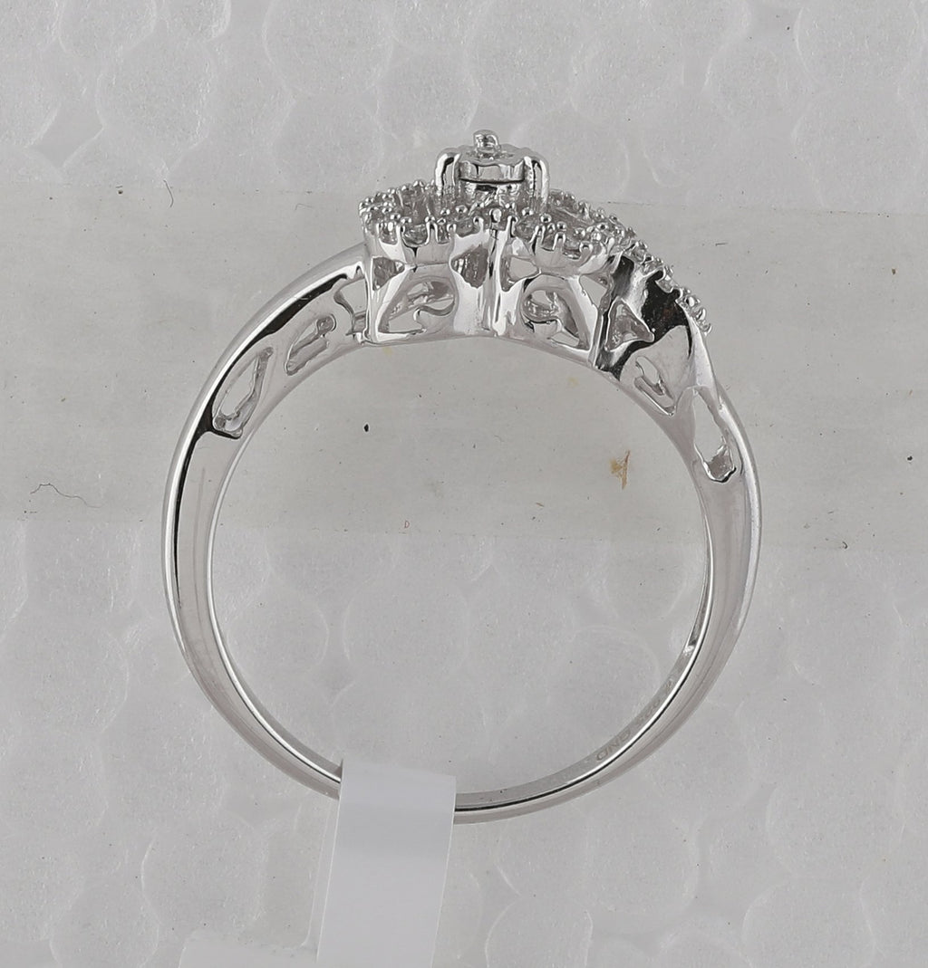 Sterling Silver Womens Round Diamond Heart Ring 1/10 Cttw