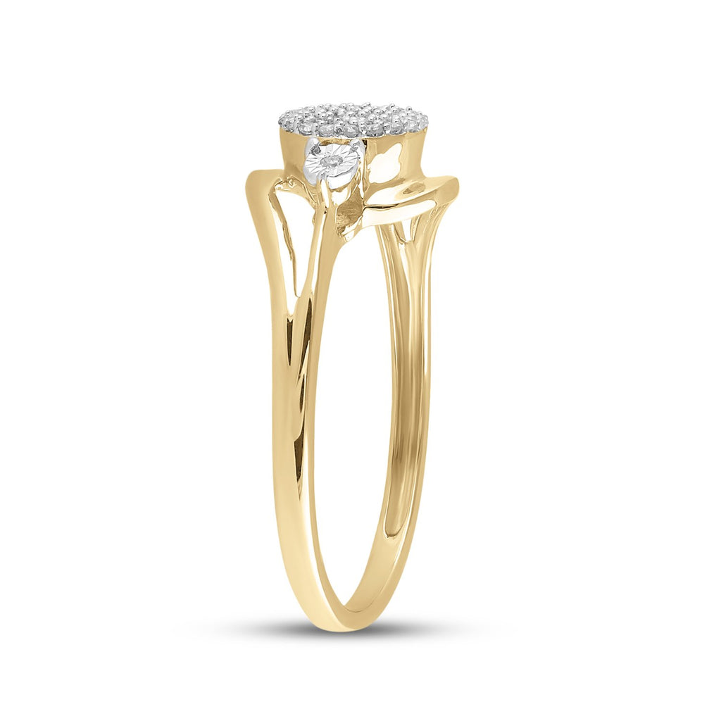 10kt Yellow Gold Womens Round Diamond Concentric Cluster Ring 1/10 Cttw